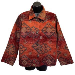 Vintage Norm Thompson Tapestry Button Front Jacket Made in USA Sz L